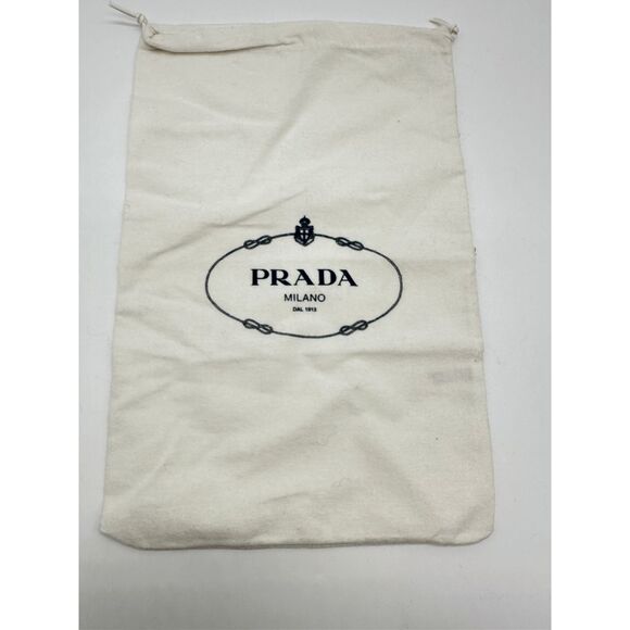 PRADA White Flannel Drawstring Dust Cover Travel Bag 13x9 - Picture 1 of 6